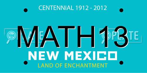 MATH13 New Mexico License Plate