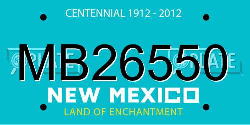 MB26550 New Mexico License Plate
