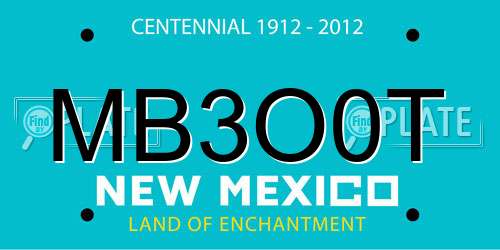 MB3O0T New Mexico License Plate