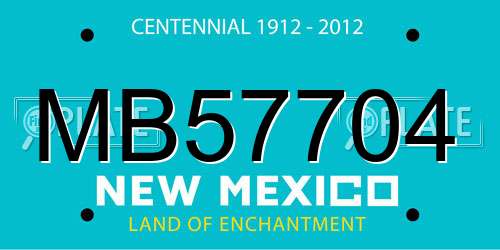 MB57704 New Mexico License Plate