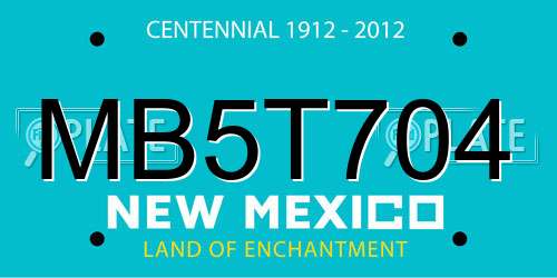 MB5T704 New Mexico License Plate