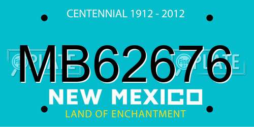 MB62676 New Mexico License Plate