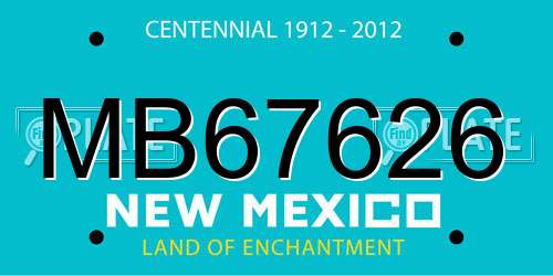 MB67626 New Mexico License Plate