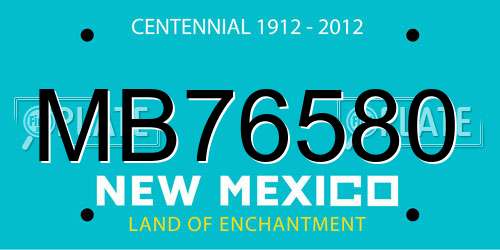 MB76580 New Mexico License Plate