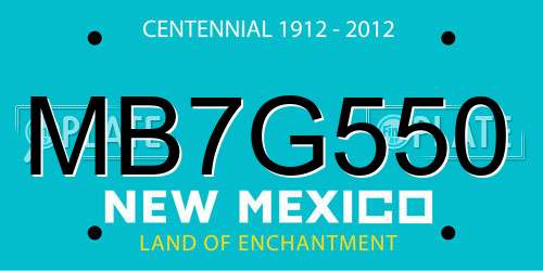 MB7G550 New Mexico License Plate