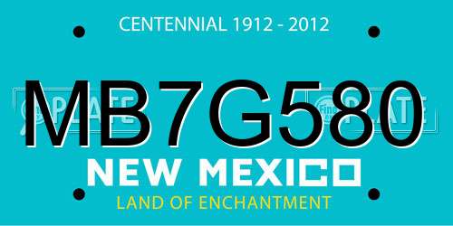 MB7G580 New Mexico License Plate