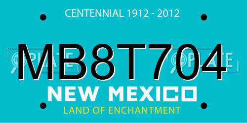 MB8T704 New Mexico License Plate