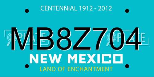 MB8Z704 New Mexico License Plate