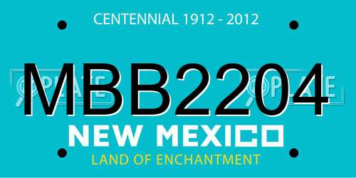 MBB2204 New Mexico License Plate