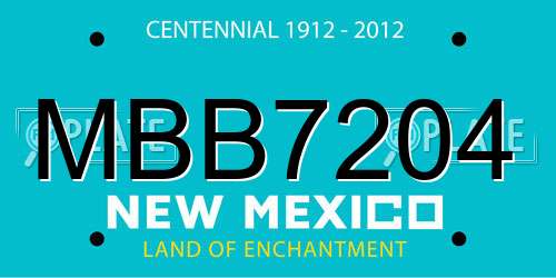 MBB7204 New Mexico License Plate