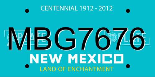 MBG7676 New Mexico License Plate