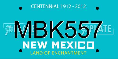 MBK557 New Mexico License Plate