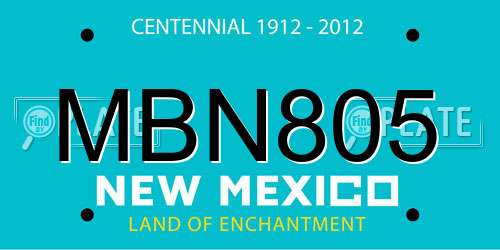 MBN805 New Mexico License Plate