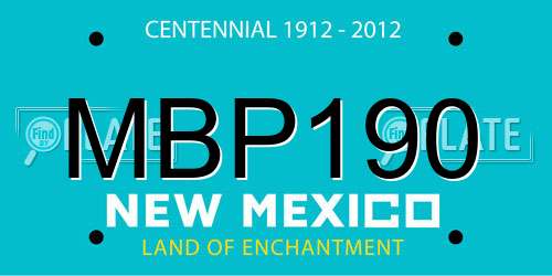 MBP190 New Mexico License Plate