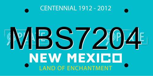 MBS7204 New Mexico License Plate