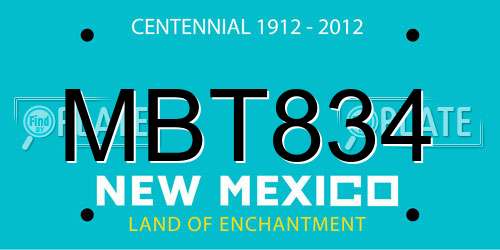 MBT834 New Mexico License Plate
