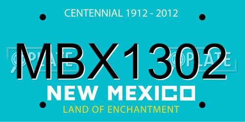 MBX1302 New Mexico License Plate