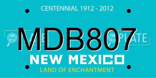 MDB807 New Mexico License Plate