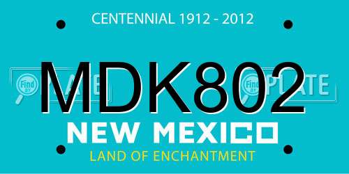 MDK802 New Mexico License Plate