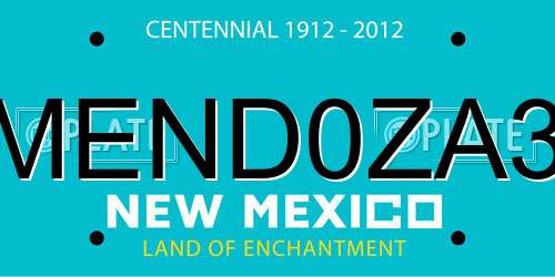MEND0ZA3 New Mexico License Plate