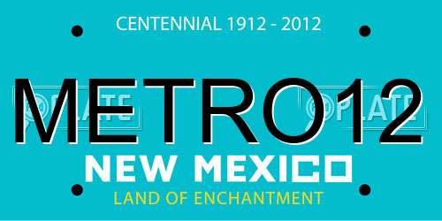 METRO12 New Mexico License Plate