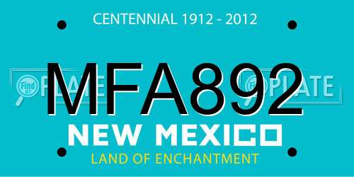 MFA892 New Mexico License Plate