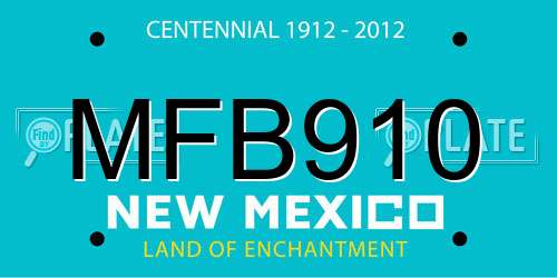 MFB910 New Mexico License Plate