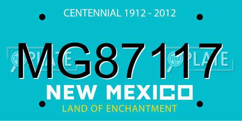 MG87117 New Mexico License Plate