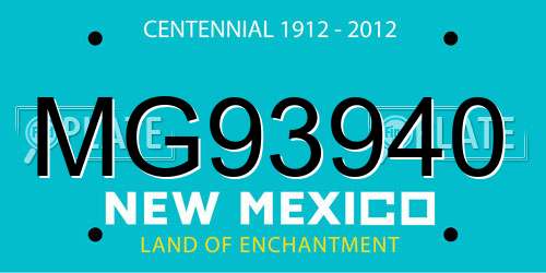 MG93940 New Mexico License Plate