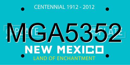 MGA5352 New Mexico License Plate