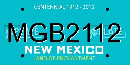 MGB2112 New Mexico License Plate
