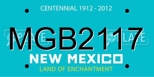 MGB2117 New Mexico License Plate