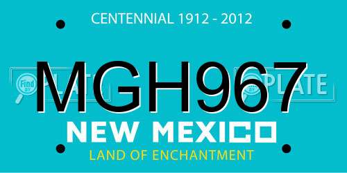 MGH967 New Mexico License Plate