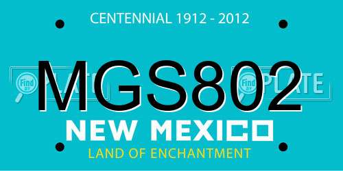 MGS802 New Mexico License Plate