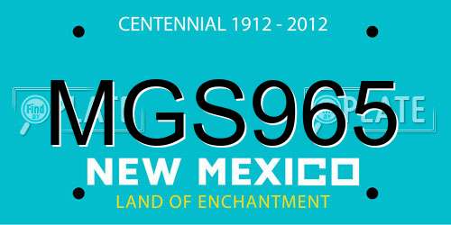 MGS965 New Mexico License Plate