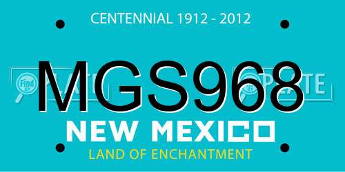 MGS968 New Mexico License Plate