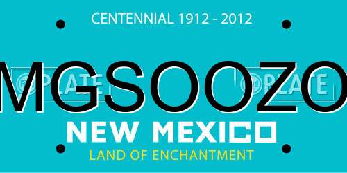 MGSOOZO New Mexico License Plate
