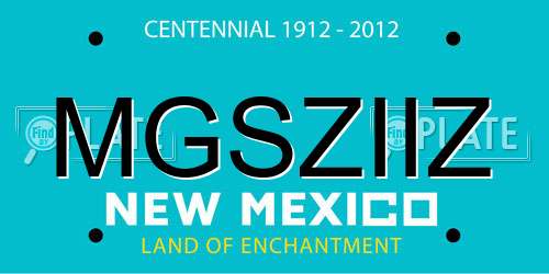 MGSZIIZ New Mexico License Plate