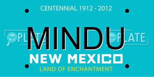 MINDU New Mexico License Plate