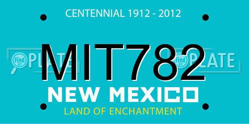 MIT782 New Mexico License Plate