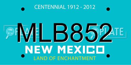 MLB852 New Mexico License Plate
