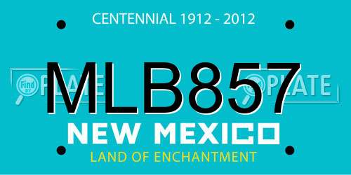 MLB857 New Mexico License Plate