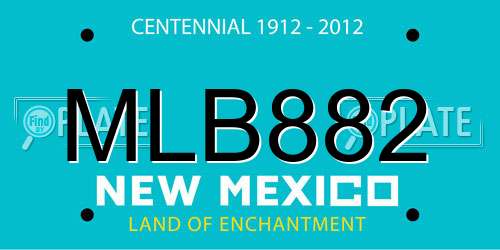 MLB882 New Mexico License Plate