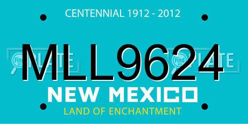 MLL9624 New Mexico License Plate