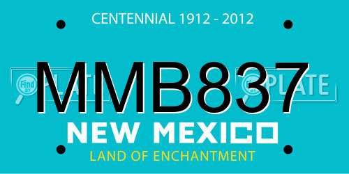 MMB837 New Mexico License Plate