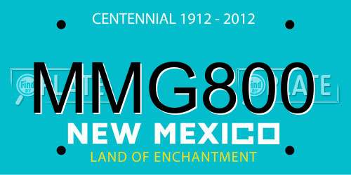MMG800 New Mexico License Plate