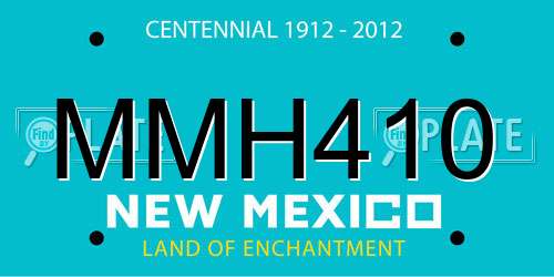 MMH410 New Mexico License Plate