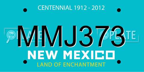 MMJ373 New Mexico License Plate