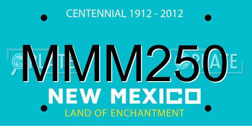 MMM250 New Mexico License Plate