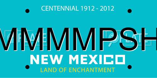 MMMMPSH New Mexico License Plate